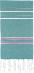 Cacala Turkish Beach Towels Quick Dry Prewashed for Soft Feel Extra Large Blanket Peshtemal for Bathroom, Travel, Pool, Swim, Yoga, Face, Hair and Gym Paradise, 37 in X 70 In, Aqua Home & Garden > Linens & Bedding > Towels Cacala Aqua/Purple 37 in x 70 in 