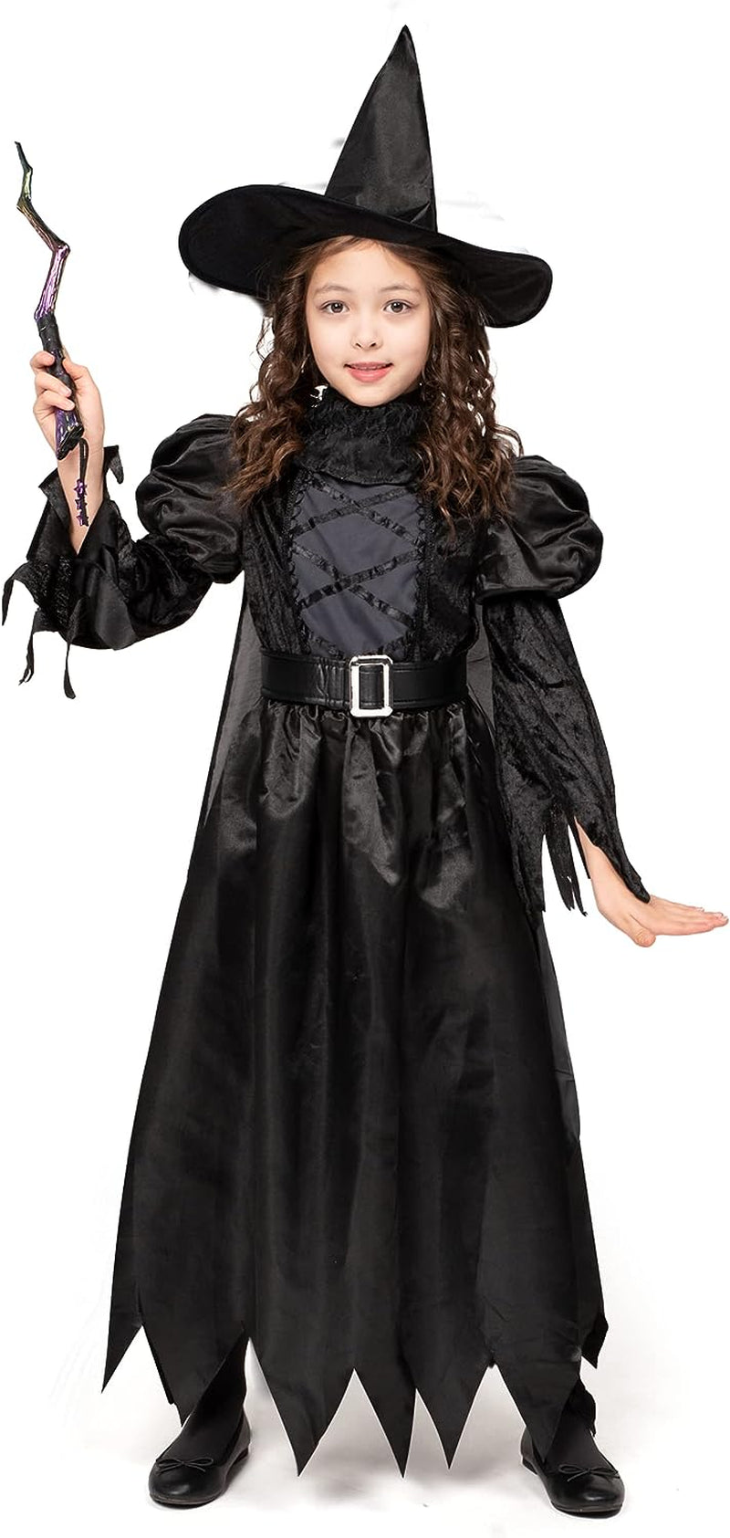 Spooktacular Creations Girl'S Black Witch Costume for Halloween Costume Party, Classic Black Witch Costume with Broom  Spooktacular Creations   