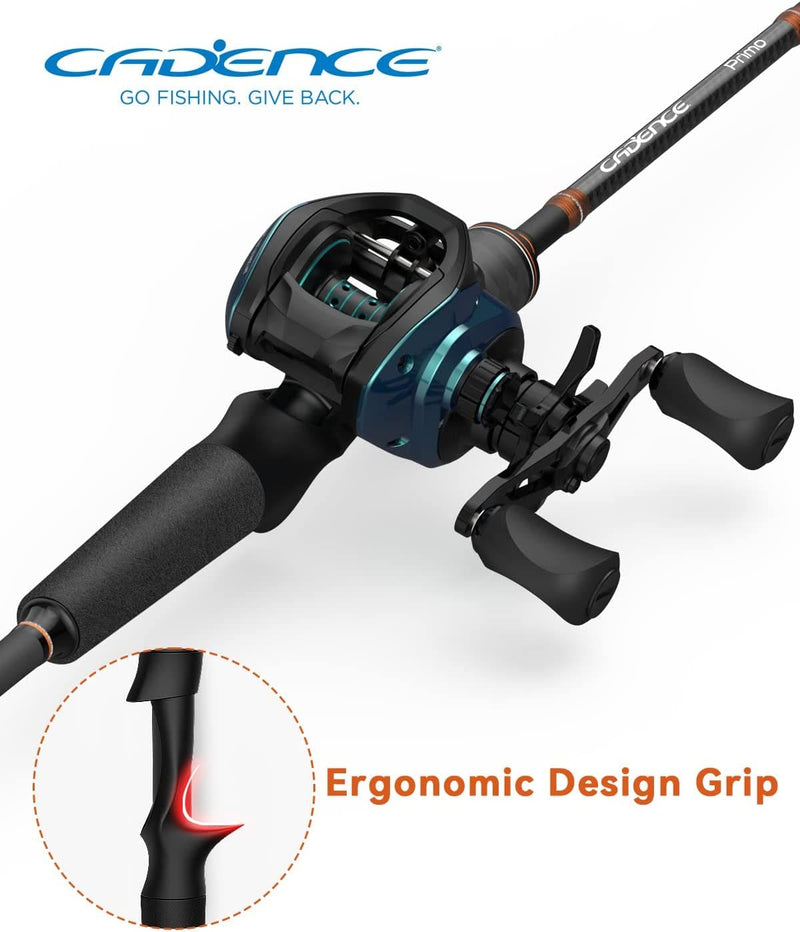 Cadence Primo Baitcasting Rod - Strong & Sensitive Fishing Rod, 40 Ton Carbon Fiber Ultralight Casting Rod with Fuji Reel Seat, Stainless Steel Guides with Sic Inserts, Freshwater Bass Fishing Pole Sporting Goods > Outdoor Recreation > Fishing > Fishing Rods Cadence   
