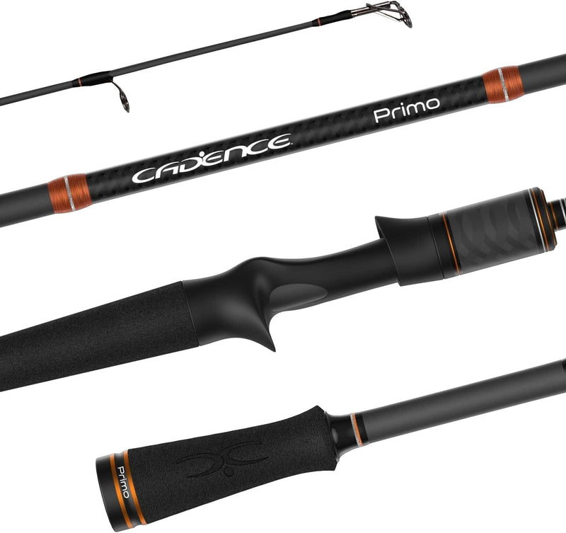 Cadence Primo Baitcasting Rod - Strong & Sensitive Fishing Rod, 40 Ton Carbon Fiber Ultralight Casting Rod with Fuji Reel Seat, Stainless Steel Guides with Sic Inserts, Freshwater Bass Fishing Pole Sporting Goods > Outdoor Recreation > Fishing > Fishing Rods Cadence 6'10"-medium Heavy-moderate Fast-1 Piece  