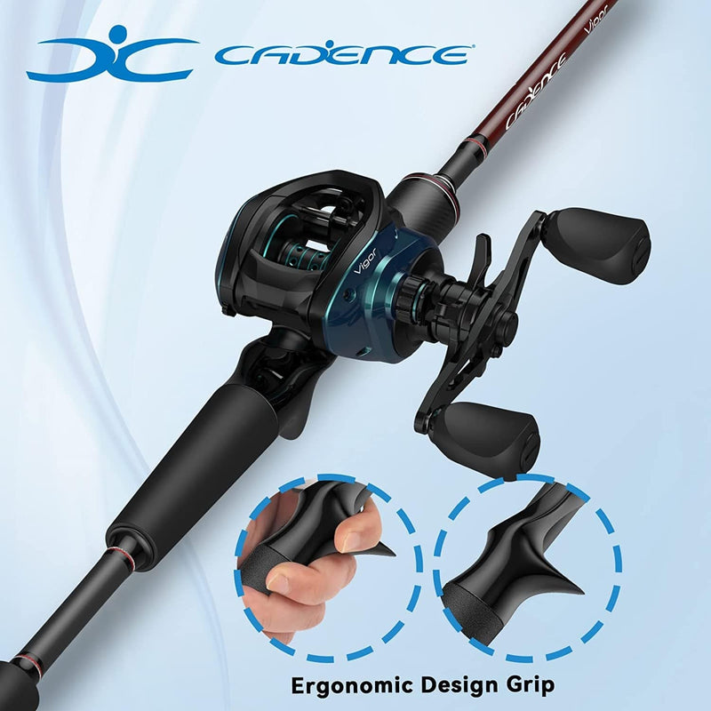 Cadence Vigor Baitcasting Rod 2-Piece Fishing Rods Ultralight & Sensitive Baitcaster Rod-30 Ton Carbon Fuji Reel Seat & Stainless Steel Guides with Sic Inserts Portable Baitcast Rods