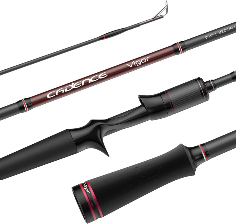 Cadence Vigor Baitcasting Rod 2-Piece Fishing Rods Ultralight & Sensitive Baitcaster Rod-30 Ton Carbon Fuji Reel Seat & Stainless Steel Guides with Sic Inserts Portable Baitcast Rods Sporting Goods > Outdoor Recreation > Fishing > Fishing Rods Cadence 6' 10" Medium-light-fast-2 Piece  