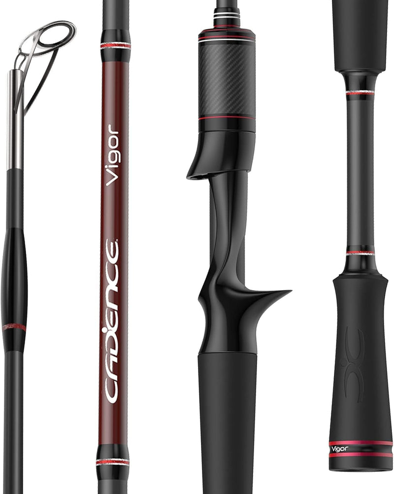 Cadence Vigor Baitcasting Rod 2-Piece Fishing Rods Ultralight & Sensitive Baitcaster Rod-30 Ton Carbon Fuji Reel Seat & Stainless Steel Guides with Sic Inserts Portable Baitcast Rods Sporting Goods > Outdoor Recreation > Fishing > Fishing Rods Cadence 7' Medium Heavy-moderate-fast-2 Piece  