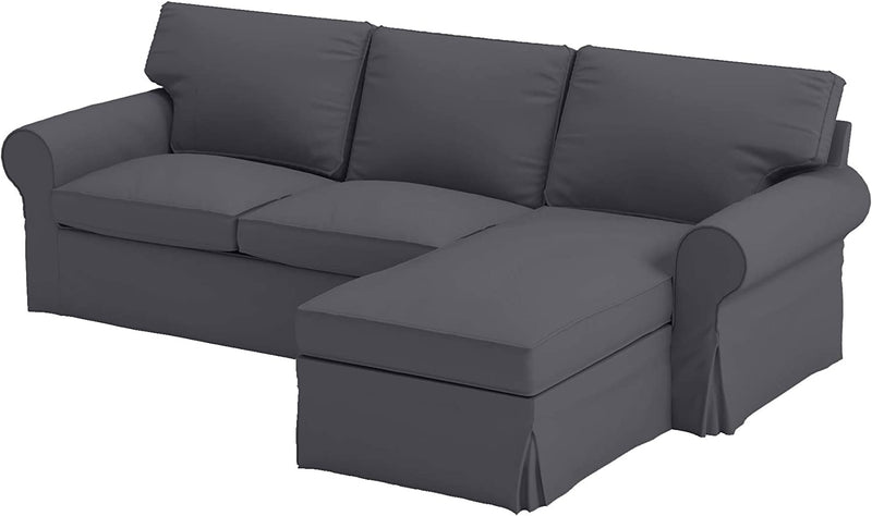 Sofa Cover Only! Dense Cotton Ektorp Loveseat ( 2 Seater) with Chaise Lounge Cover Replacement Is Made Compatible for IKEA Ektorp Sectional 3 Seat ( Three ) Sofa Slipcover. Cover Only! (Wine Red) Home & Garden > Decor > Chair & Sofa Cushions Custom Slipcover Replacement Dark Gray Cotton  