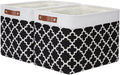 DULLEMELO Storage Bins 16"X12"X12" with Leather Handles for Organizing,Decorative Collapsible Storage Baskets for Shelves Closet Home Office (Black&Grey) Home & Garden > Household Supplies > Storage & Organization DULLEMELO White&lattice Black Large-16"x12"x12" 
