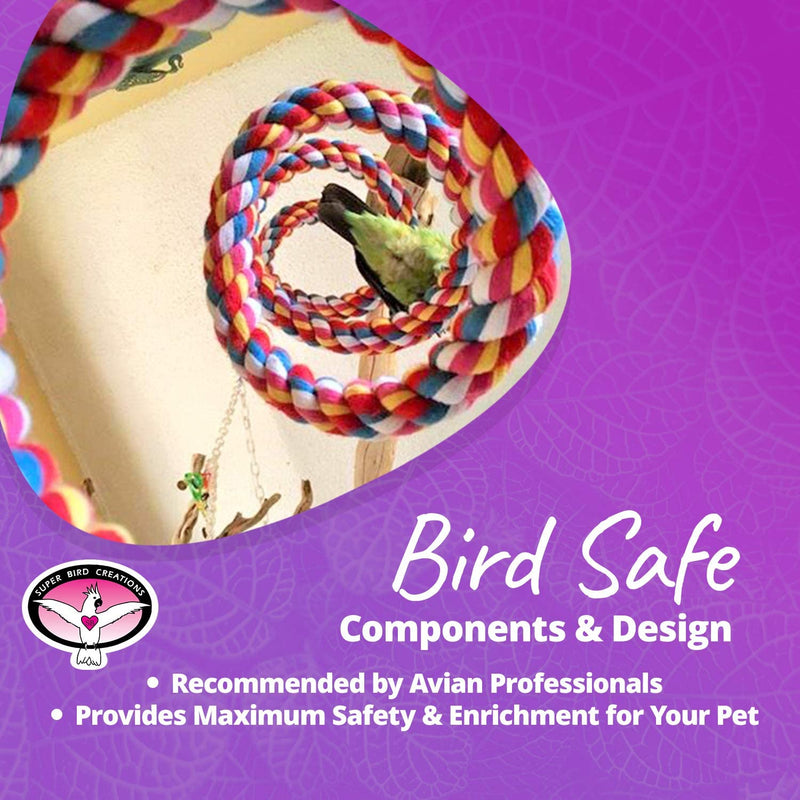 Super Bird Creations SB325 Colorful Cotton Rope Bungee Bird Toy, Large Bird Size, 9/10” Diameter X 96” Animals & Pet Supplies > Pet Supplies > Bird Supplies > Bird Toys Super Bird Creations   