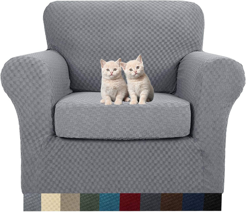 MAXIJIN 4 Piece Newest Couch Covers for 3 Cushion Couch Super Stretch Non Slip Couch Cover for Dogs Pet Friendly Elastic Jacquard Furniture Protector Sofa Slipcovers (Sofa, Dark Coffee) Home & Garden > Decor > Chair & Sofa Cushions MAXIJIN Light Gray 31"-46"(1 CUSHION) 