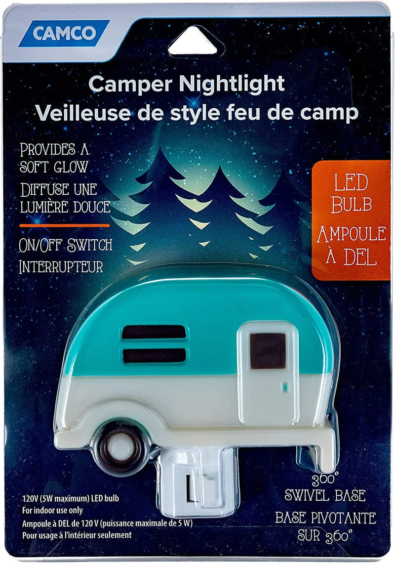 Camco Camper Nightlight | Features a 360-Degree Swivel Base | Includes (1) 120V LED Bulb | Blue Color (53103),One Size Home & Garden > Lighting > Night Lights & Ambient Lighting Unknown   