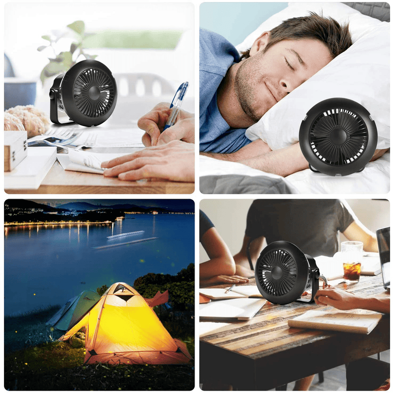 Camping Fan for Tent, Camping Fan with LED Lights, Portable & Rechargeable Camping Fan with USB Charging Input-Survival Kit for Hurricane, Emergency, Storm, Outages (Black) Sporting Goods > Outdoor Recreation > Camping & Hiking > Camping Tools let'me   