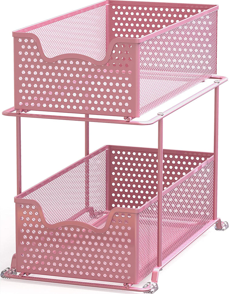 Simple Houseware 2 Tier Sliding Cabinet Basket Organizer Drawer, White Home & Garden > Household Supplies > Storage & Organization Simple Houseware Pink  