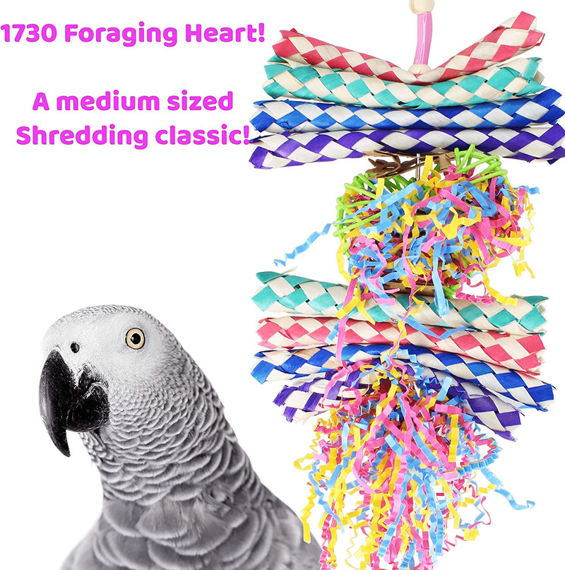 Bonka Bird Toys 1730 Foraging Heart Forage Shredding Natural Parrot Quaker Parrotlet Cockatoo Finch