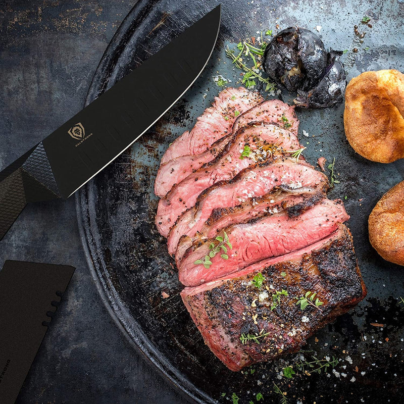 DALSTRONG Steak Knife Set - 4-Piece - 5" Blade - Shadow Black Series - Black Titanium Nitride Coated - High Carbon - 7CR17MOV-X Vacuum Treated Steel- Sheath - NSF Certified Home & Garden > Kitchen & Dining > Kitchen Tools & Utensils > Kitchen Knives Dalstrong   