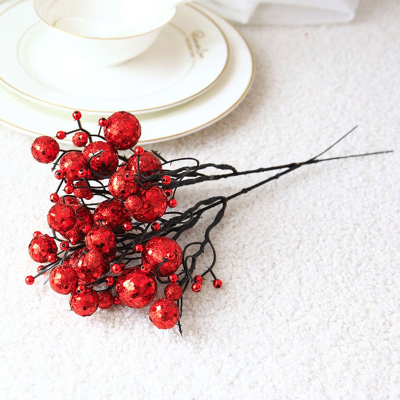 Okwish Artificial Berries Christmas Decorations Simulation Fruit Berry Cuttings Festive Supplies 2Pcs  okwish Red  
