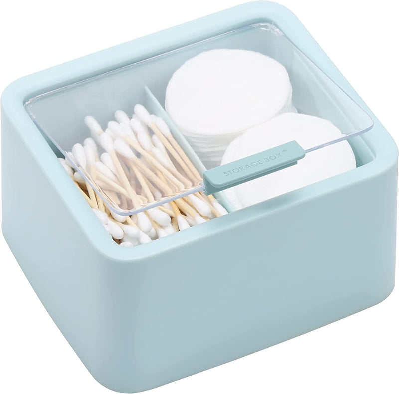 Tecbeauty 2 Slot Cotton Swab Ball Qtip Holder Jar Plastic Container Dispenser Box with Hinged Lid for Bathroom Home Storage Organizer Home & Garden > Household Supplies > Storage & Organization Tecbeauty Blue x 1  