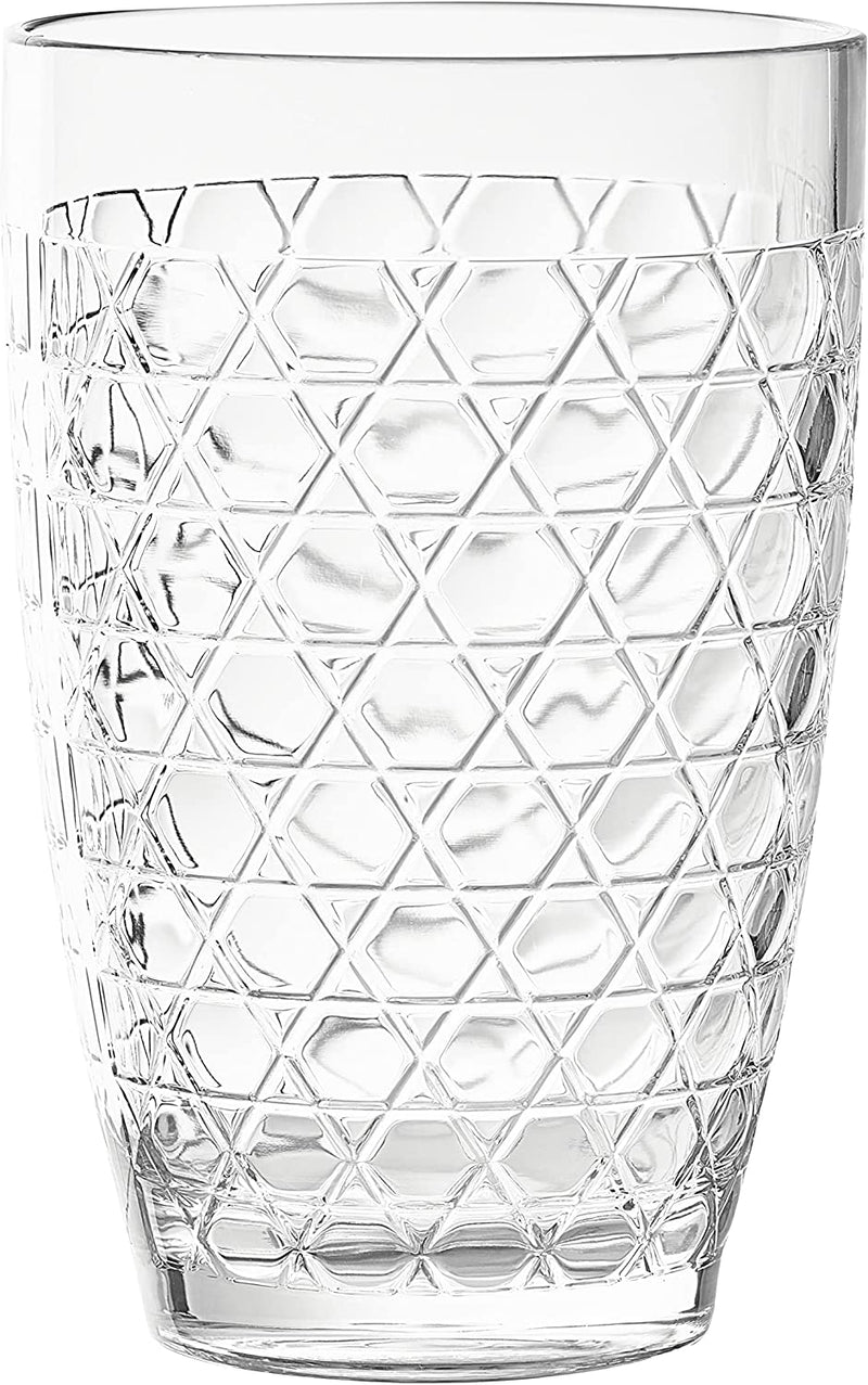 KLIFA- ANTRIM- 16 Ounce, Set of 6, Acrylic Tumbler Drinking Glasses, Bpa-Free, Stackable Plastic Drinkware, Dishwasher Safe Cups, Gray Black