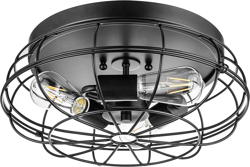 Prominence Home Lincoln Woods 1 Light Matte Black Industrial Pendant Light with Cage and Clear Glass Home & Garden > Lighting > Lighting Fixtures Prominence Home Flushmount 1 Light 