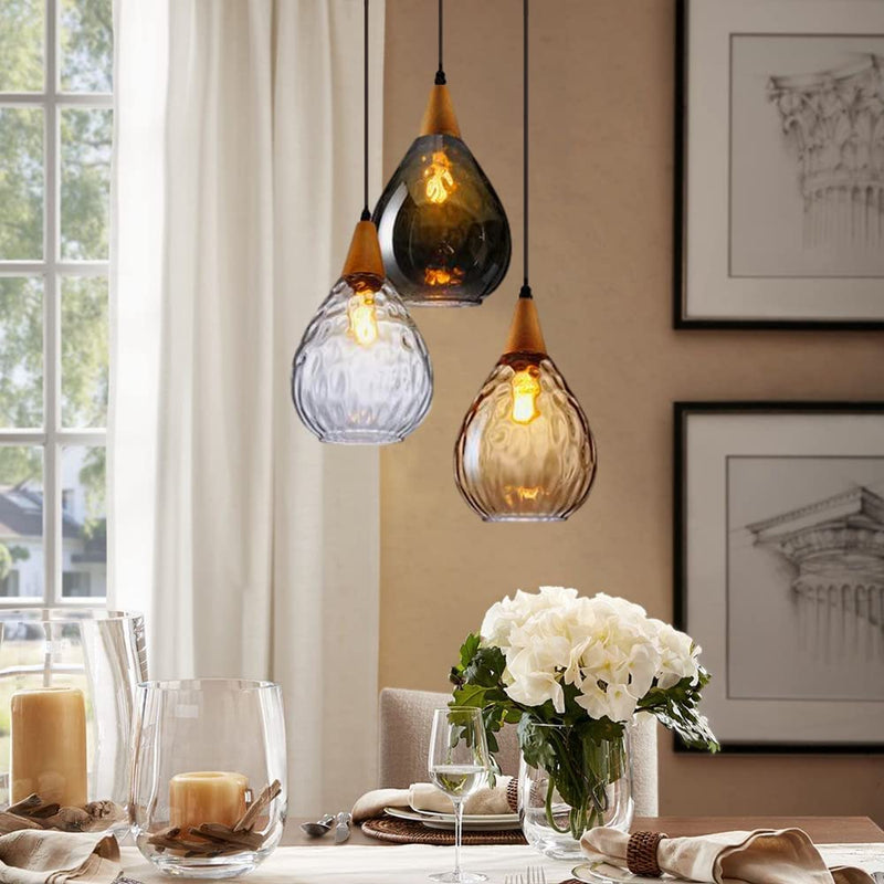 LUOLAX Modern Kitchen Island Light, Hanging Cluster Pendant Lighting with 3 Electroplated Grey Glass Globes Ceiling Light Fixtures Adjustable for Dining Room Entrance Stairwell, E26 Bulb Base Included Home & Garden > Lighting > Lighting Fixtures LUOLAX Colorful  