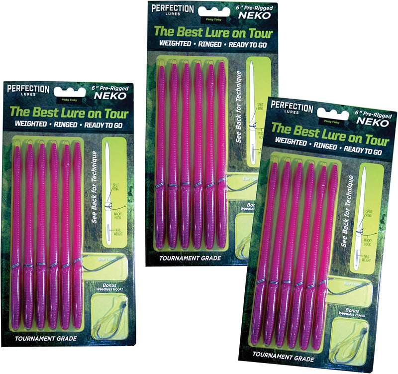 Perfection Lures Pre-Rigged Fishing Baits - Professional Tour Grade Pre-Rigged Neko and Pre-Rigged Ned Rig - Hooks Included Sporting Goods > Outdoor Recreation > Fishing > Fishing Tackle > Fishing Baits & Lures Anything Possible Pinky Tinky 3-Pack 1 
