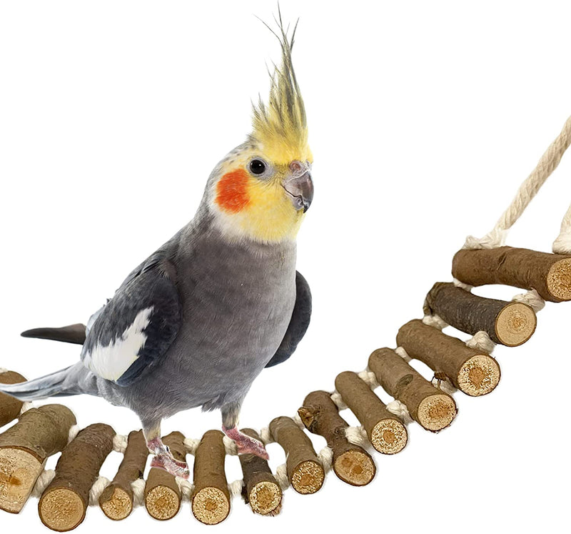 SIMENA Bird Cage Ladder, Parrot Bridge Made of Natural Wood and Rope, Interactive Bird Toy for Small and Medium Sized Birds and Parrots like Parakeets, Cockatiels, Parrots, Conures and Etc. Animals & Pet Supplies > Pet Supplies > Bird Supplies SIMENA   
