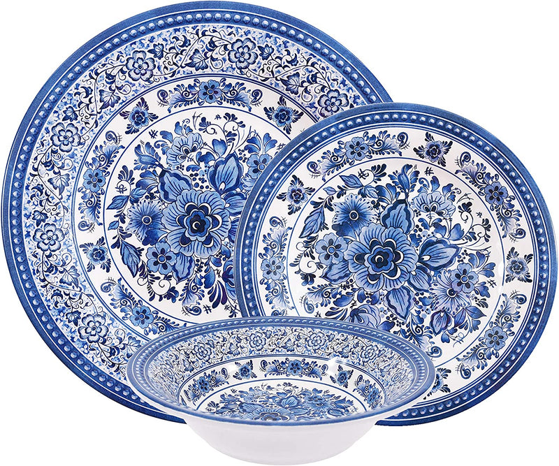 Prepara Decorative Antique Floral 12 Piece Melamine Dinnerware, Unique Dish Set for Parties or Everyday Use, Service for 4 Home & Garden > Kitchen & Dining > Tableware > Dinnerware Prepara Antique Floral  