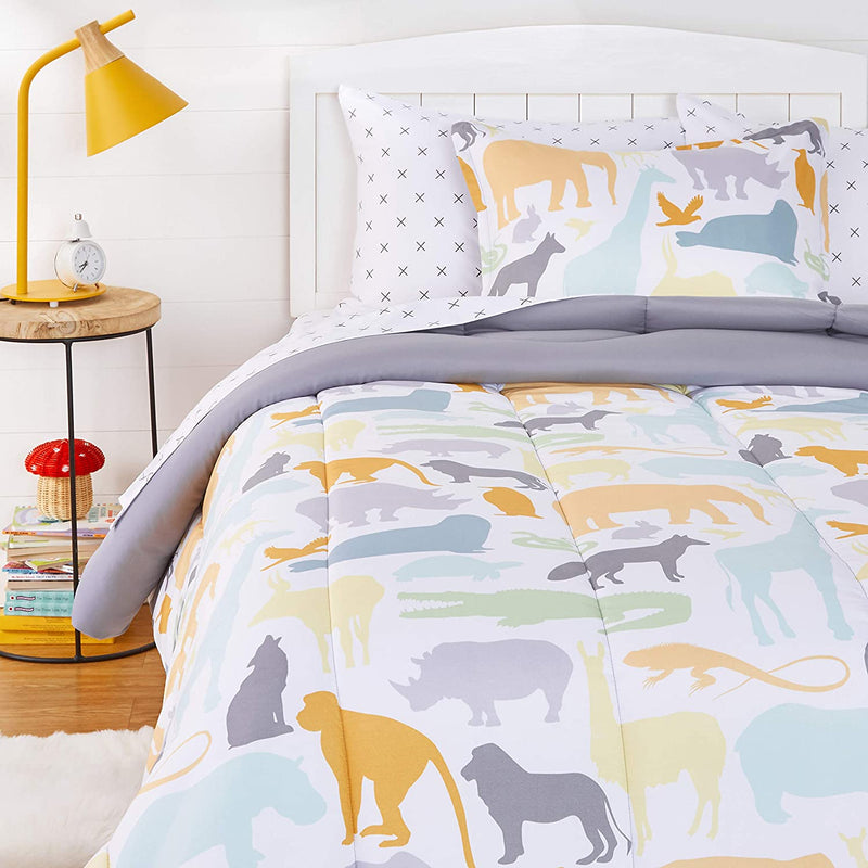 Kids Easy-Wash Microfiber Bed-In-A-Bag Bedding Set - Twin, Animal Safari Home & Garden > Linens & Bedding > Bedding KOL DEALS Animal Safari Bedding Set Twin