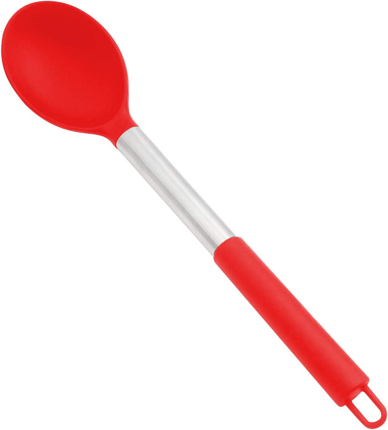 KUFUNG Silicone Spoon, Stainless Steel Handle Seamless & Nonstick Kitchen Ladles, Bpa-Free & Heat Resistant up to 480°F, Silicone Heat Resistant Non-Stick Kitchen Cooking Utensils Baking Tool (Black) Home & Garden > Kitchen & Dining > Kitchen Tools & Utensils KUFUNG Red  