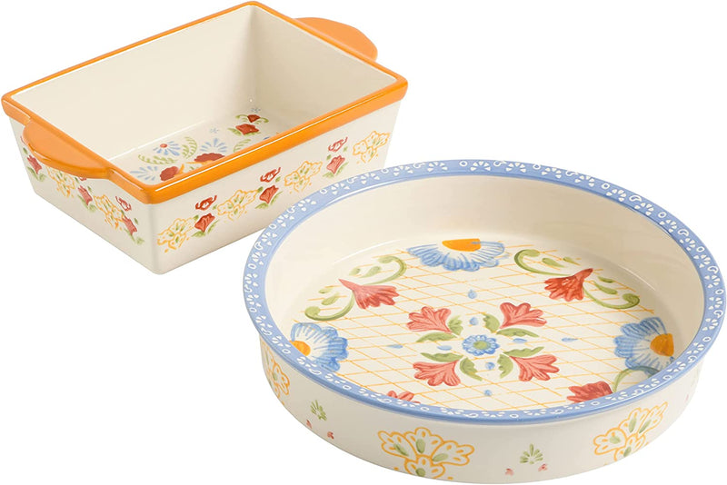 Laurie Gates by Gibson Hand Painted Tierra Mix and Match Bakeware Set, 2-Piece Bakeware Set (1.6Qt & 3.9Qt), Assorted Home & Garden > Kitchen & Dining > Cookware & Bakeware Laurie Gates Assorted 2-Piece Pie and Bakeware Set 