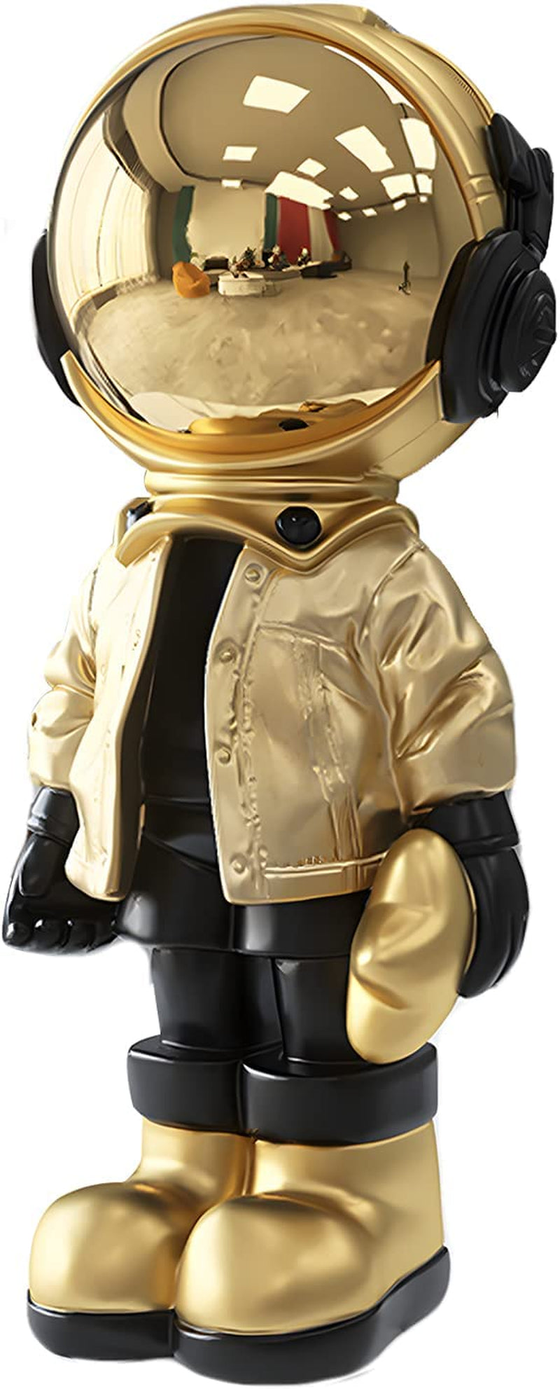 Dosker Astronaut Statues Spaceman Sculpture Polyresin Arts Gifts Orange Figurine Ornament Room Decor for Men,Home and Crafts Desktop Accessories Tabletop Decoration, Living Room, Office, Bookshelf  ZY2417 Gold  