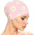 Marsolly Silicone Swim Cap for Women, Waterproof Long Hair Swimming Caps with Flower Printed Sporting Goods > Outdoor Recreation > Boating & Water Sports > Swimming > Swim Caps LEHE Pink  