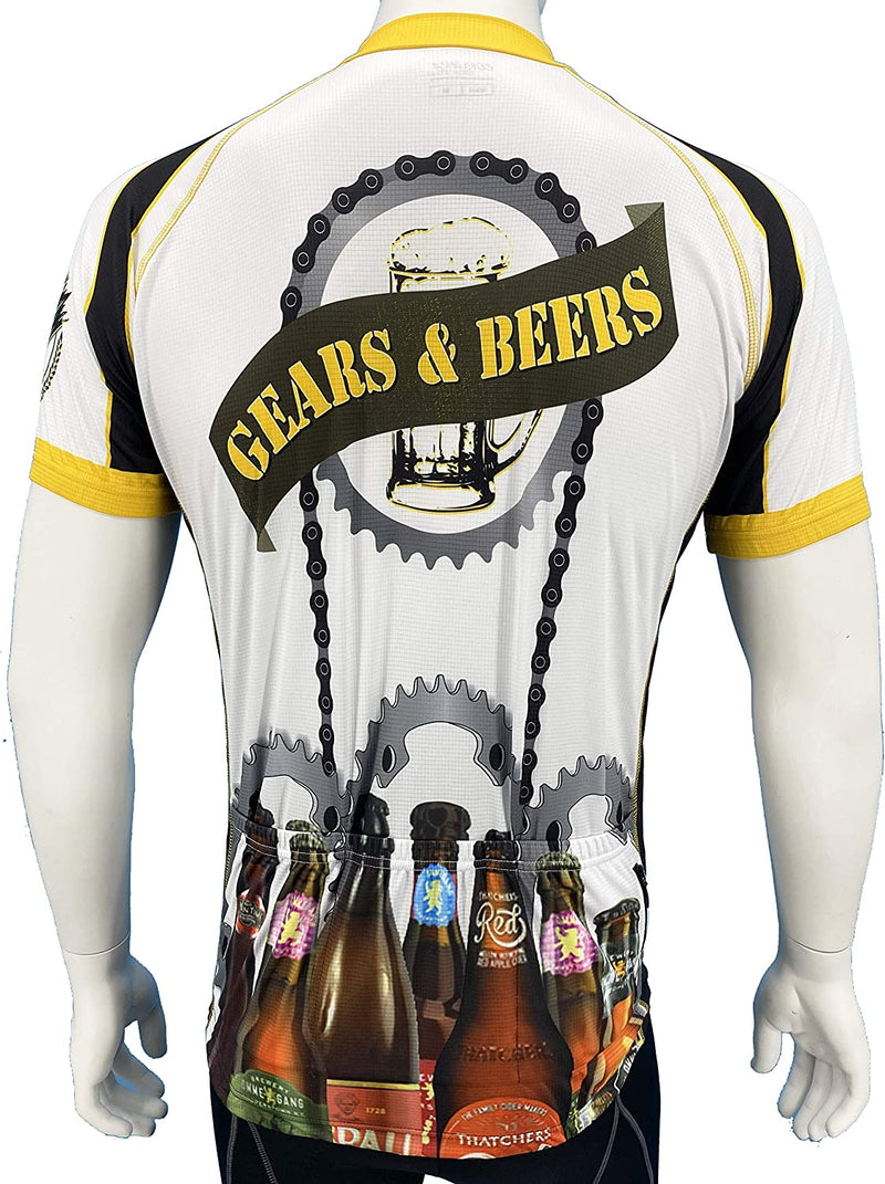 CORVARA BIKE WEAR Men'S Gears & Beers Cycling Short Sleeve Bike Jersey Sporting Goods > Outdoor Recreation > Cycling > Cycling Apparel & Accessories CORVARA BIKE WEAR   