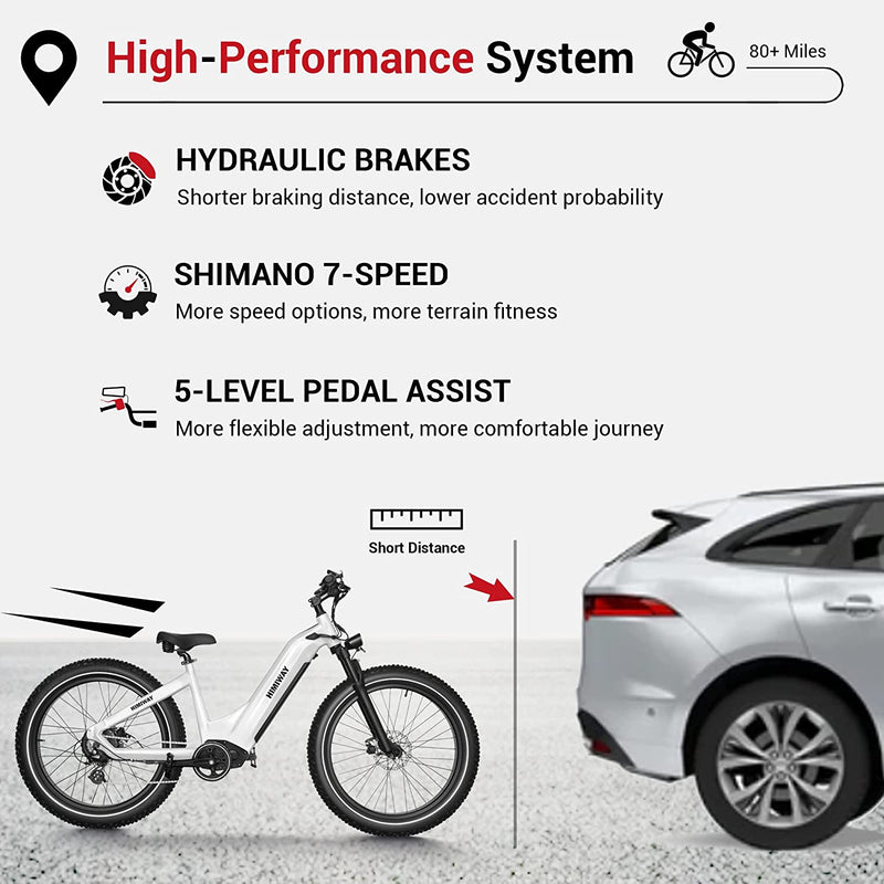 Himiway Zebra Electric Bike,60~80Mi Long Range Mountain E-Bike, 750W Motor,26" Fat Tires Electric Bicycle for Adults with Removable 48V 20Ah Battery 25MPH Shimano 7 Speed System Sporting Goods > Outdoor Recreation > Cycling > Bicycles WUXI HAIDONG INTELLIGENT TECHNOLOGY CO., LTD   