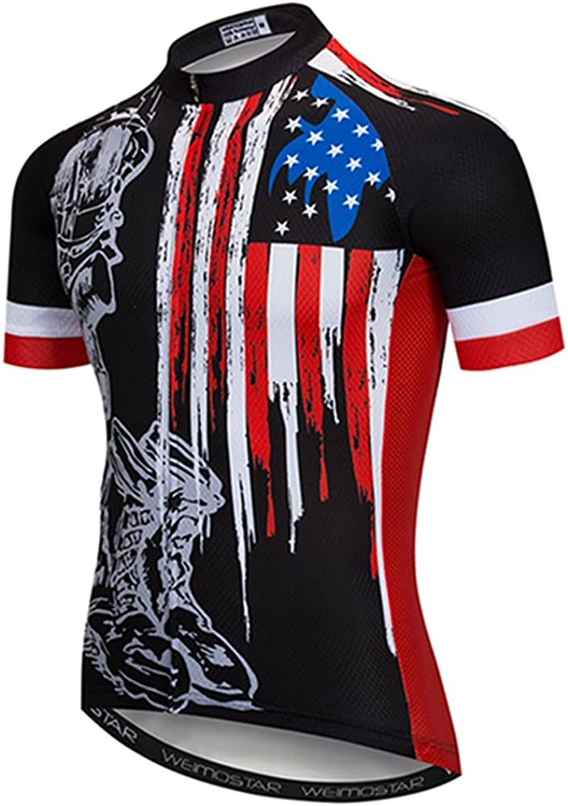 Weimostar Men'S USA Cycling Jersey Short Sleeve Biking Shirts Breathable with Pokects Sporting Goods > Outdoor Recreation > Cycling > Cycling Apparel & Accessories Weimostar   