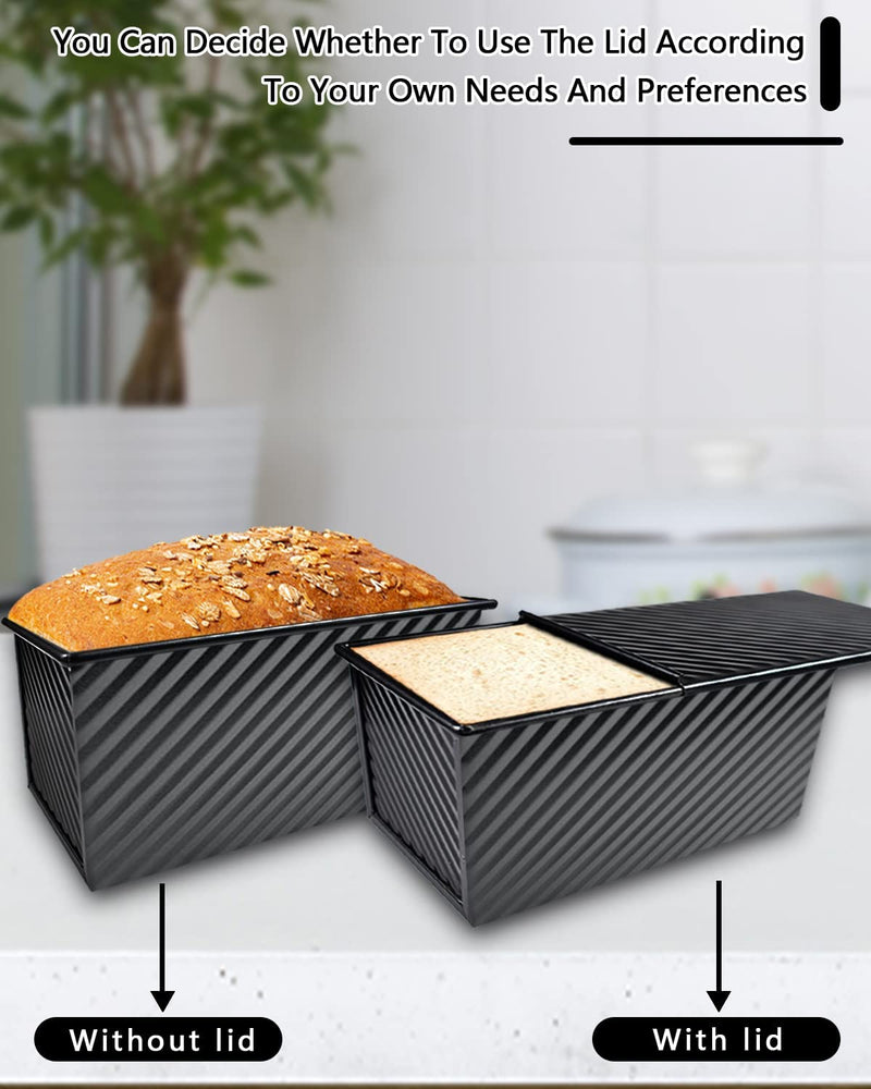 MOVNO Pullman Loaf Pan with Lid, Non-Stick Bread Pans for Baking, Unique Carbon Steel Toast Mold Bakeware, Loaf Pans for Baking Bread with Bottom Vent & Corrugated Surface, Easy to Clean Home & Garden > Household Supplies > Storage & Organization MOVNO   