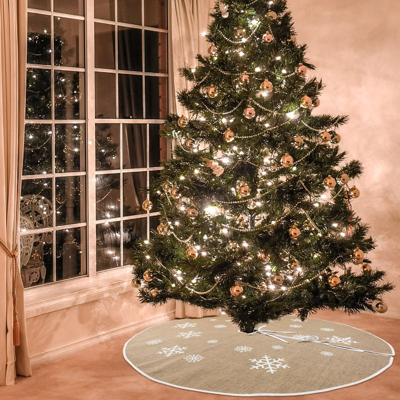 Lotfancy Christmas Tree Skirt, Brown 48 in Burlap Tree Skirt Christmas Decoration Home & Garden > Decor > Seasonal & Holiday Decorations > Christmas Tree Skirts LotFancy   