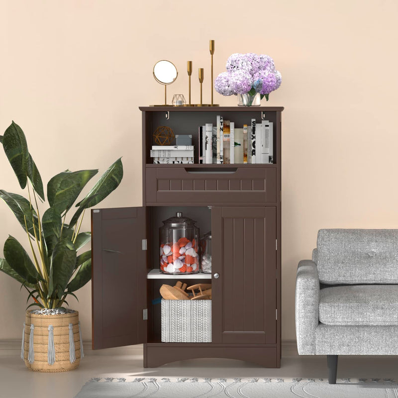 Gizoon Bathroom Storage Cabinet with Large Drawer & Door, Freestanding Floor Storage Cabinet Organizer for Bedroom, Living Room, Entryway, Office, Space Saving, Dark Brown Home & Garden > Household Supplies > Storage & Organization Gizoon   