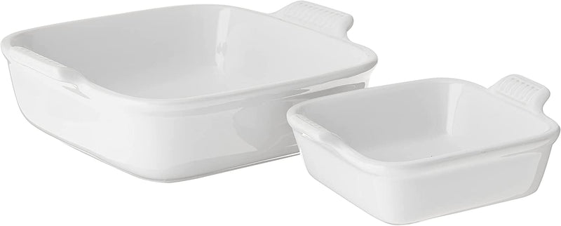 Le Creuset Stoneware Heritage Set of 2 Square Dishes , Small - 18 Oz. & Medium - 2 Qt., White Home & Garden > Kitchen & Dining > Cookware & Bakeware Le Creuset White  