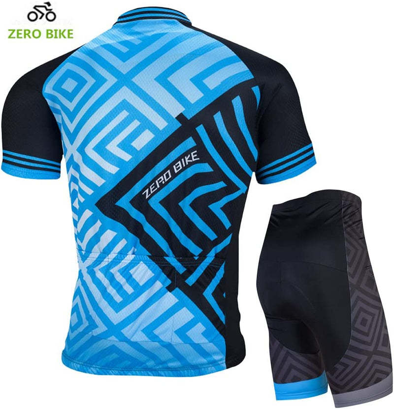 ZEROBIKE Men'S Short Sleeve Breathable Cycling Jersey Set 3D Padded Bicycle Shorts Sportswear Suit Quick Dry Sporting Goods > Outdoor Recreation > Cycling > Cycling Apparel & Accessories E Support   