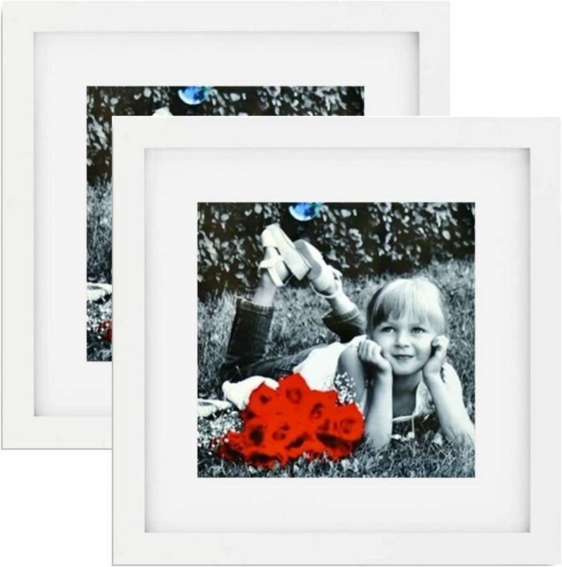 Tasse Verre 11X11" White Picture Frame (2-Pack) - HIGH DEFINITION GLASS Front Cover - Displays 8X8" Picture W/ Mat or an 11X11" Photo W/O Mat -W/ Wall Mounts & Ready to Hang Home & Garden > Decor > Picture Frames Tasse Verre   