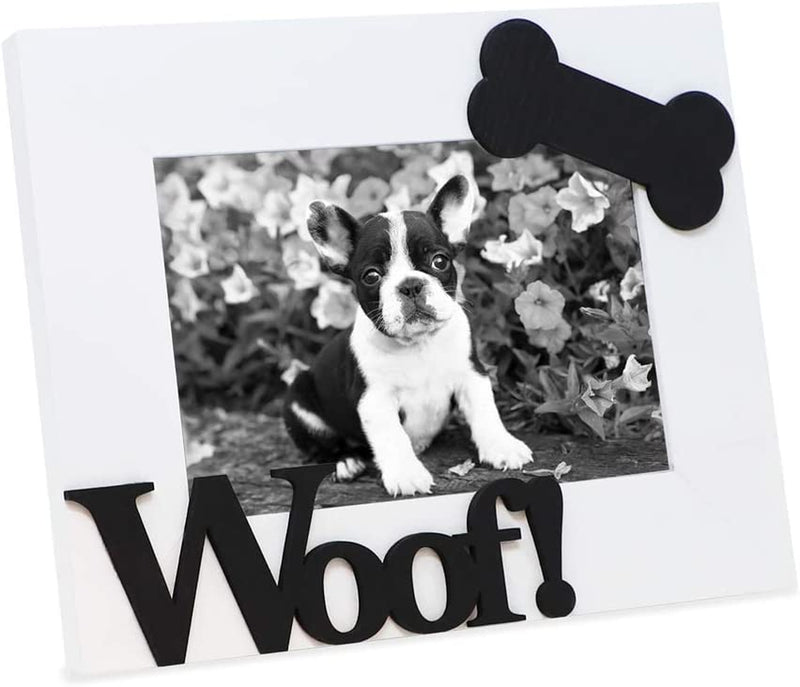 Isaac Jacobs Black Wood Sentiments Dog “Woof!” Picture Frame, 5X7 Inch with Mat, Photo Gift for Pet Dog, Puppy, Display on Tabletop, Desk (Black, 5X7 (Matted 4X6)) Home & Garden > Decor > Picture Frames Isaac Jacobs International White 4x6 