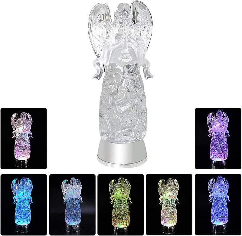 Wondise Angel Color Changing Night Light Snow Globe with Timer, 11 Inches Battery Operated Swirling Glitter LED Angel Lights for Christmas Home Decor(Angel Trumpet Figurine) Home & Garden > Lighting > Night Lights & Ambient Lighting Wondise   