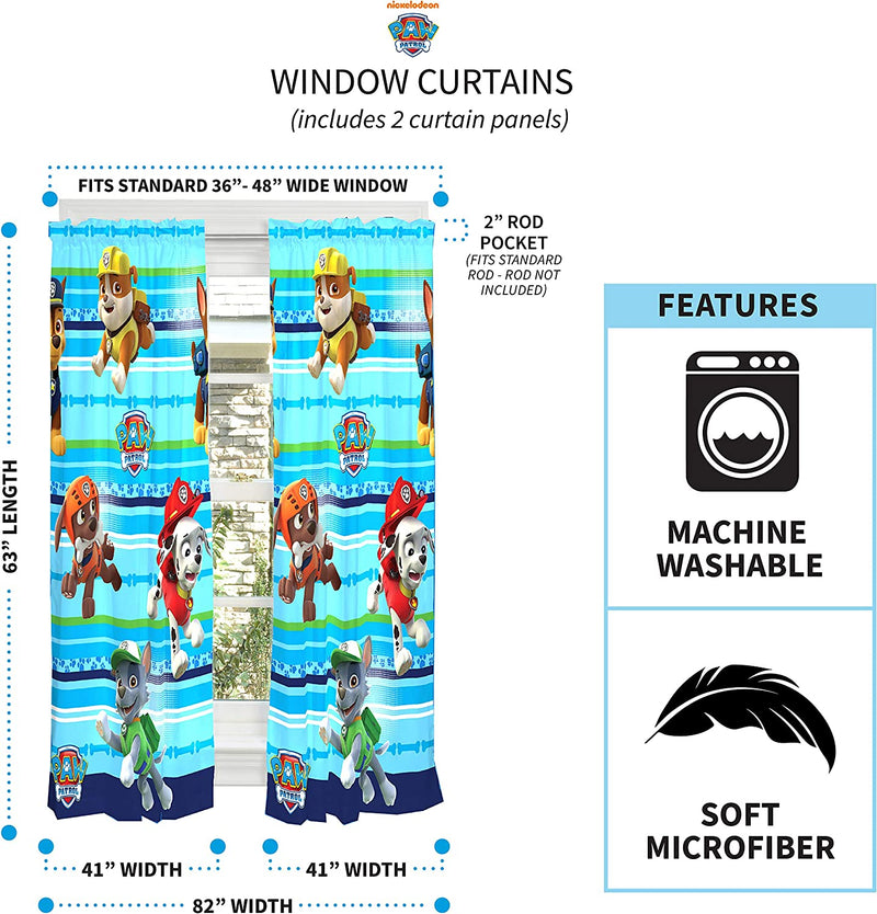Franco Kids Window Curtain Panels Drapes Set, 82 in X 63 In, Paw Patrol Home & Garden > Decor > Window Treatments > Curtains & Drapes Franco   