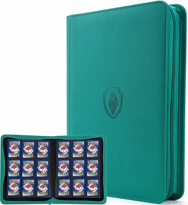 Fabmaker 9 Pocket Card Binder, Premium 360 Pockets Trading Card Binder, Durable PU Zip Binder for Cards, Side Loading Card Folders, Sleek Card Book, Card Album for MTC, TCG, Game Cards, Sports Cards Sporting Goods > Outdoor Recreation > Winter Sports & Activities Fabmaker Turquoise  