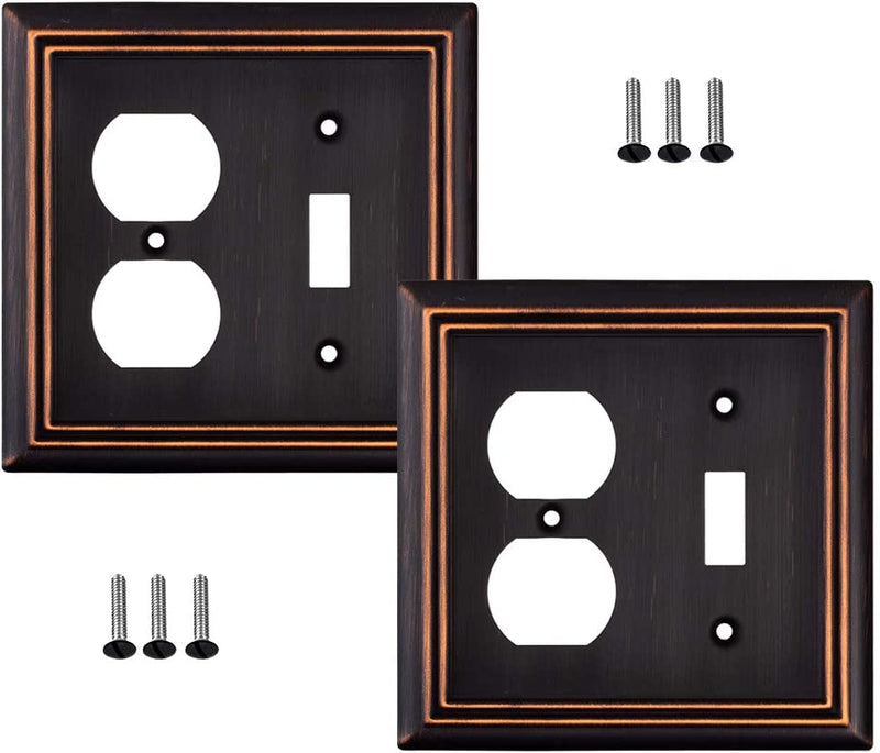 Pack of 4 Wall Plate Outlet Switch Covers by SLEEKLIGHTING | Decorative Oil Rubbed Bronze | Variety of Styles: Decorator/Duplex/Toggle / & Combo | Size: 1 Gang Decorator Sporting Goods > Outdoor Recreation > Fishing > Fishing Rods SLEEKLIGHTING Toggle/Duplex  