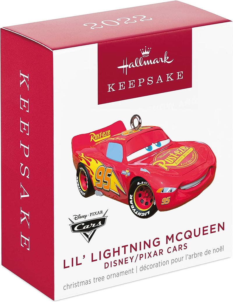 Hallmark Keepsake 0.5" Miniature Plastic Christmas Ornament 2022, Disney/Pixar Cars Lil' Lightning Mcqueen, Mini  Hallmark   