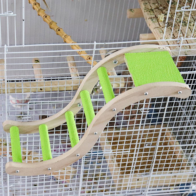 Bird Ladder Bridge, Wooden Pet Parrot Hamster Climbing Ladder Toys, Pet Bird Cage Accessories, Wood Climbing Ladder Perch for Bird Parrot Hamster Squirrel Sugar Gliders Parakeets Cockatiels(S Shape)