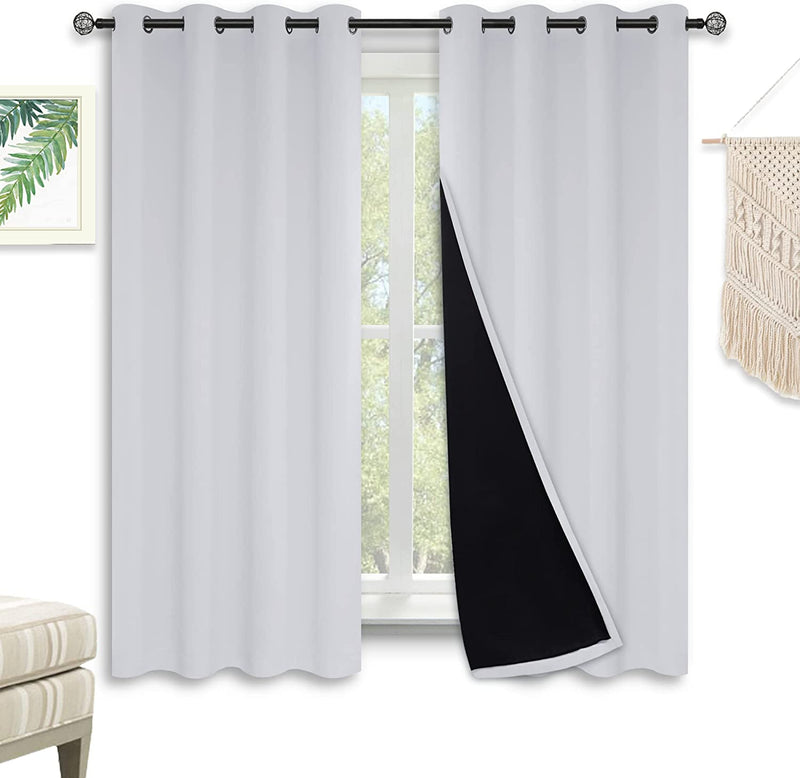 Kinryb Halloween 100% Blackout Curtains Coffee 72 Inche Length - Double Layer Grommet Drapes with Black Liner Privacy Protected Blackout Curtains for Bedroom Coffee 52W X 72L Set of 2 Home & Garden > Decor > Window Treatments > Curtains & Drapes Kinryb Greyish White W52" x L63" 