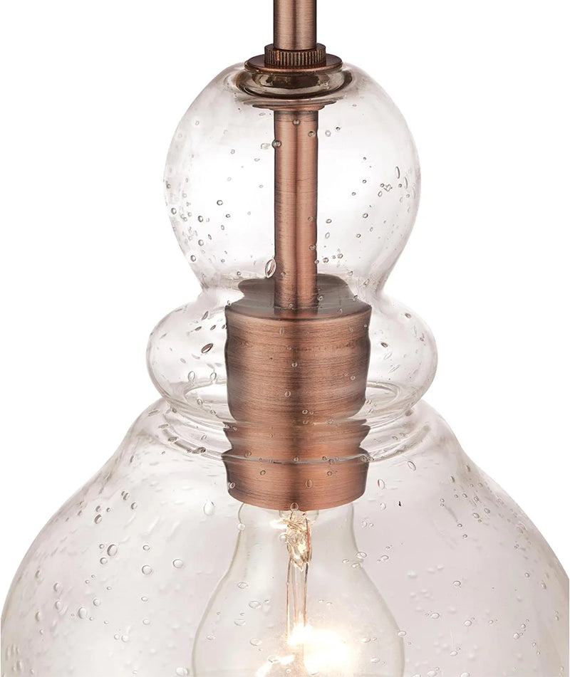 Westinghouse Lighting 6356400 Adjustable Indoor Mini-Pendant Light, Washed Copper Finish with Handblown Clear Seeded Glass Home & Garden > Lighting > Lighting Fixtures Westinghouse Lighting   
