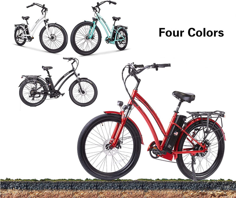 SOHOO 48V500W13Ah 26" Step-Thru/Step-Over Beach Cruiser Electric Bicycle City E-Bike Mountain Bike(Fit 5Ft 3In to 6Ft 8In) Sporting Goods > Outdoor Recreation > Cycling > Bicycles Let's go e-bike Inc   