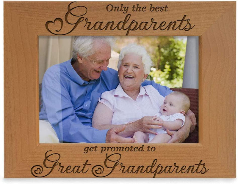 Only the Best Grandparents Get Promoted to Great Grandparents Engraved Natural Wood Picture Frame, Grandma Grandpa Gifts, Grandparents Day Gifts, Mother'S Day, Father'S Day (4" X 6" Horizontal) Home & Garden > Decor > Picture Frames KATE POSH 5" x 7" Horizontal  