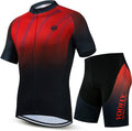 Voofly Men'S Cycling Jersey Set Men Short Sleeve Compression Bike Shorts Gel Padded Biking Clothing Sporting Goods > Outdoor Recreation > Cycling > Cycling Apparel & Accessories voofly Blue Red X-Large 